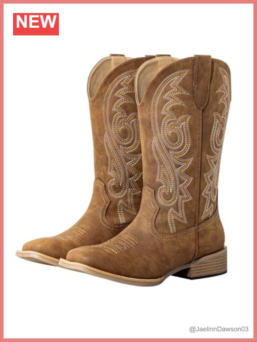 Extra Wide Calf Cowgirl Boots Square Toe Hidden Elastic Panel Removable Insole